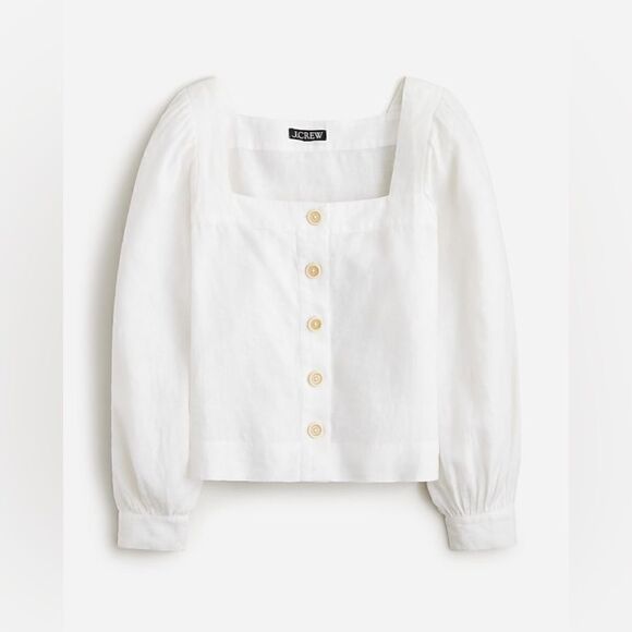 NWT J. Crew Squareneck button-up top in linen - Picture 4 of 11